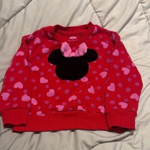 Red and Pink Heart Minnie Mouse Kids Sweatshirt